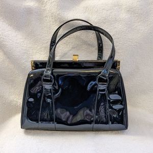 Vintage Black Patent Leather Satchel